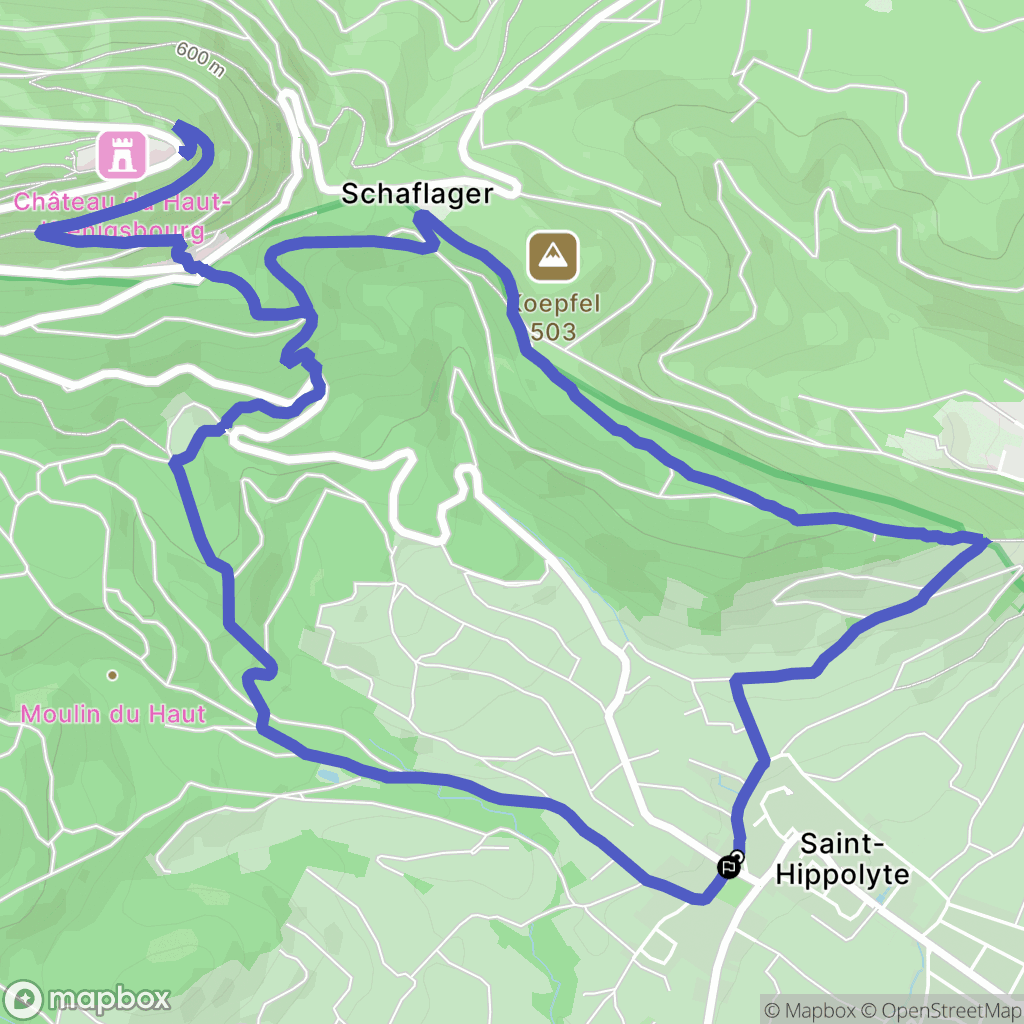 Saint-Hippolyte : carte du parcours de randonnée - France