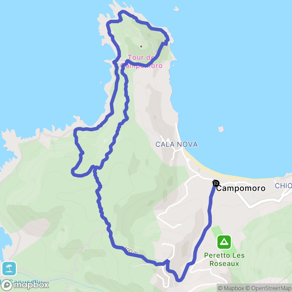 Belvédère-Campomoro : carte du parcours de randonnée - France
