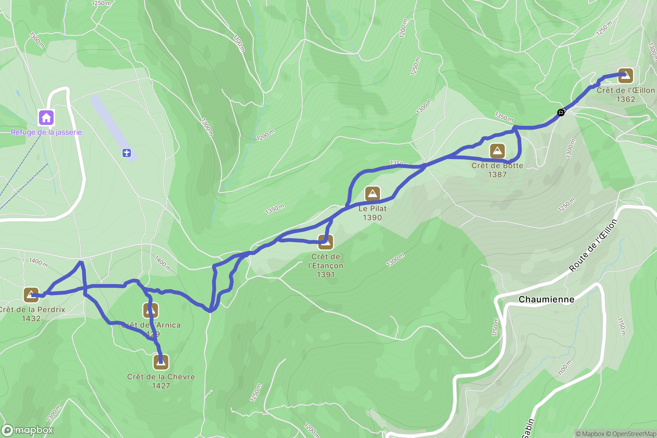 Doizieux : carte du parcours de randonnée - France