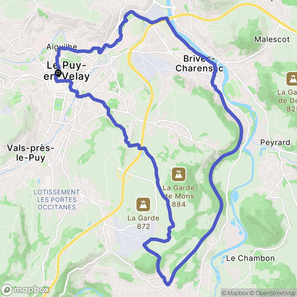 Le Puy-en-Velay : carte du parcours de randonnée - France