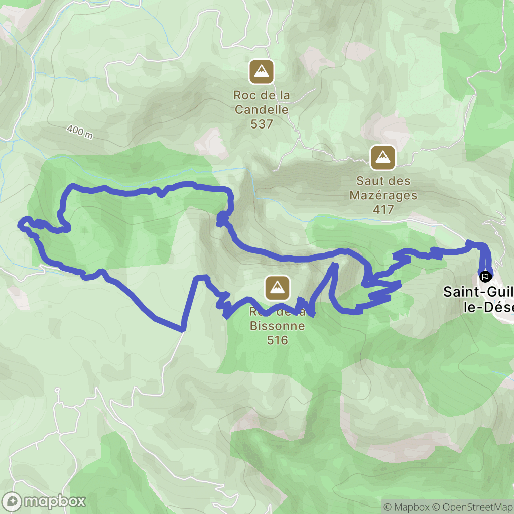 Saint-Guilhem-le-Désert : carte du parcours de randonnée - France
