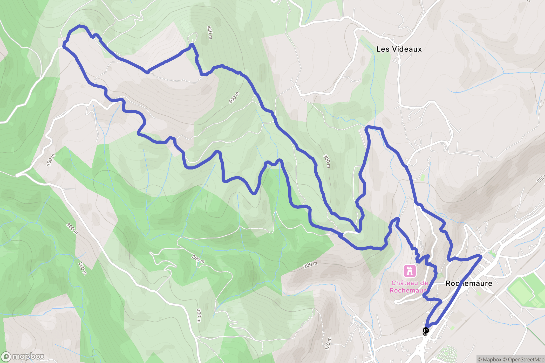 Rochemaure : carte du parcours de randonnée - France