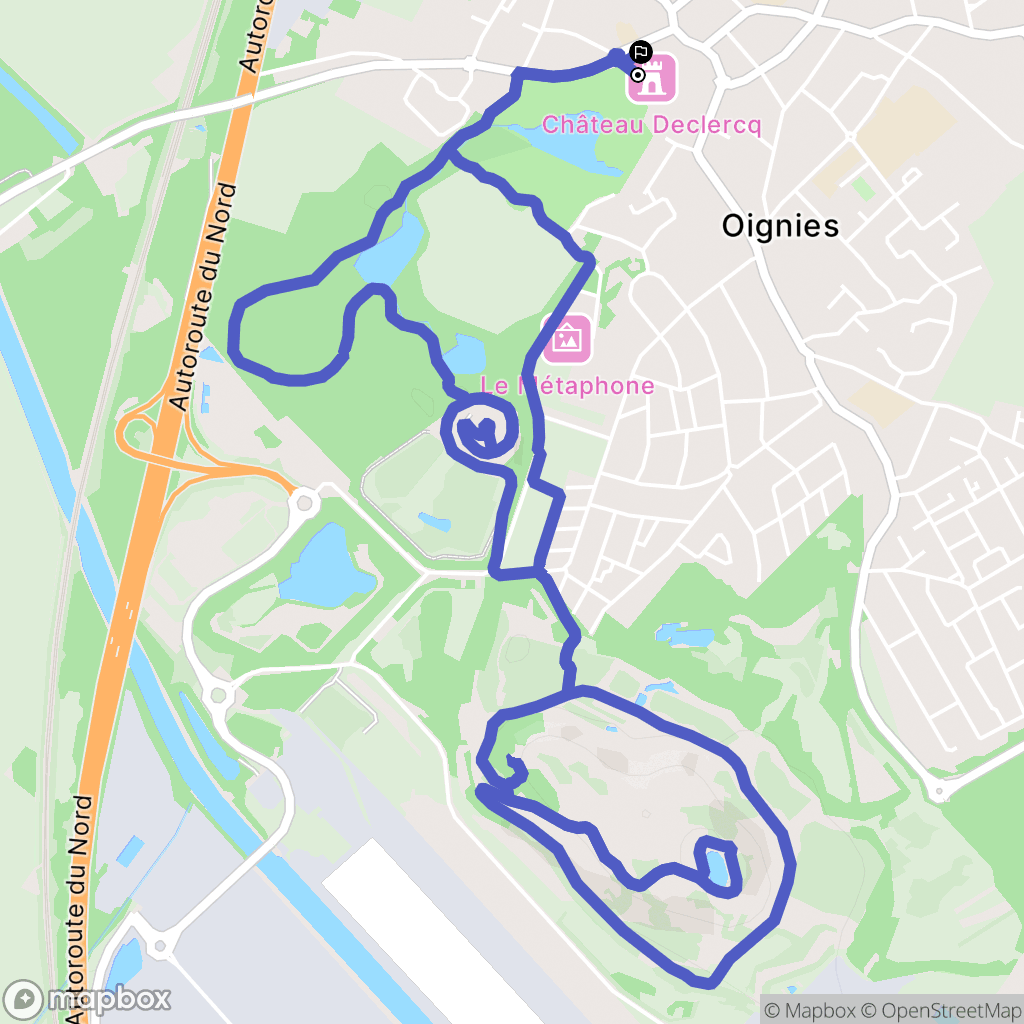 Oignies : carte du parcours de randonnée - France