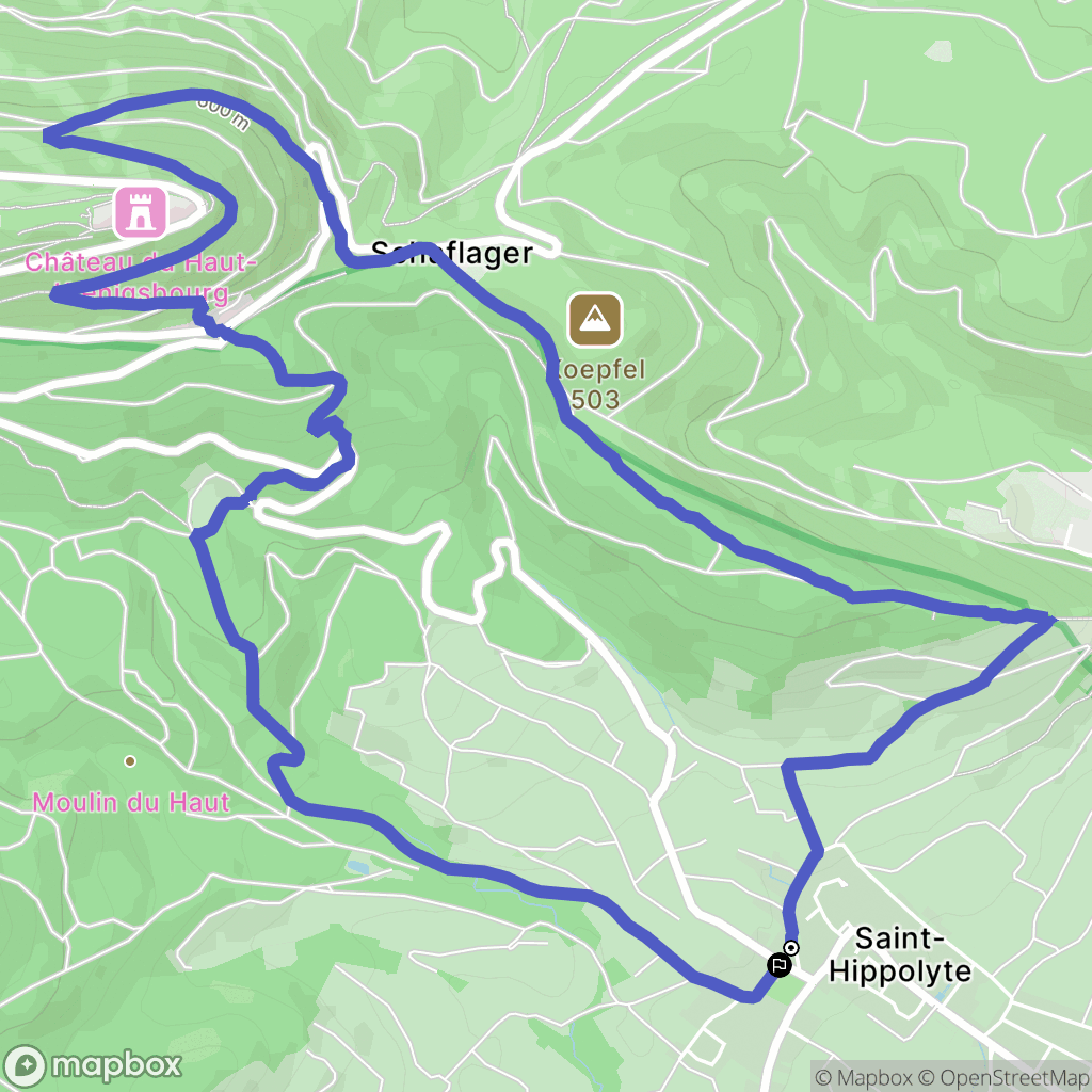 Saint-Hippolyte : carte du parcours de randonnée - France