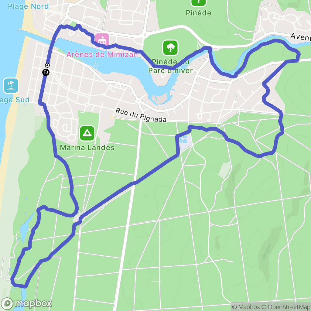 Mimizan : carte du parcours de randonnée - France