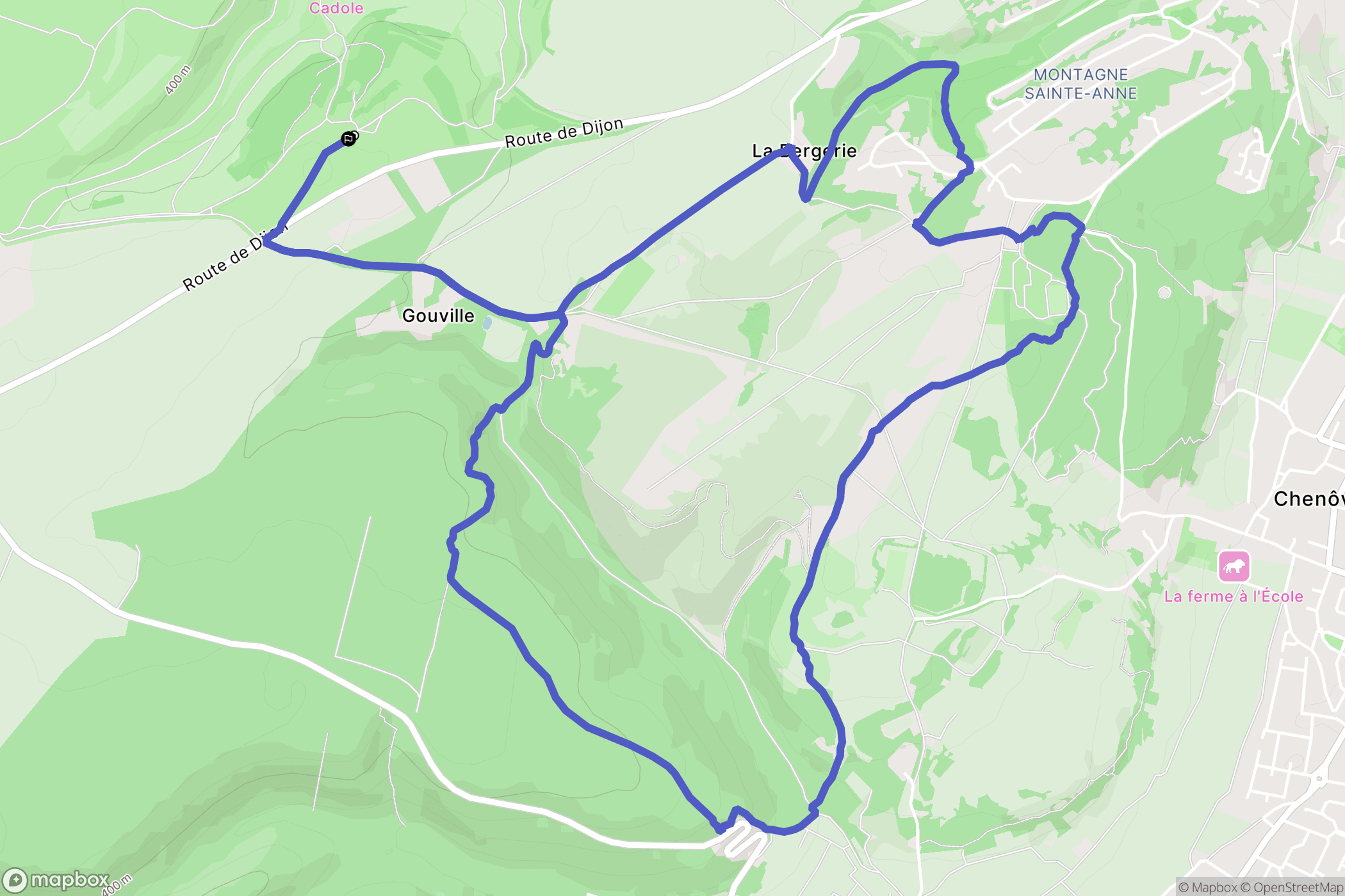 Corcelles-les-Monts : carte du parcours de randonnée - France