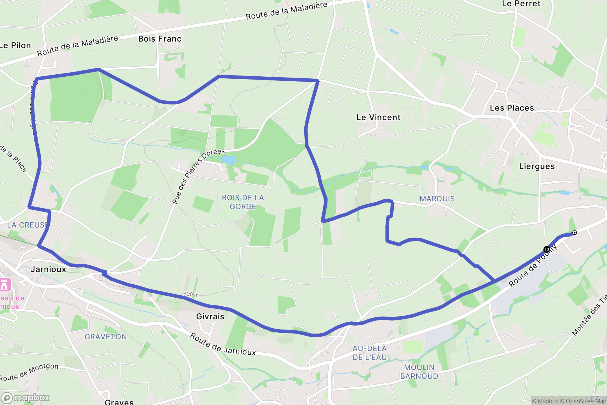 Porte des Pierres Dorées : carte du parcours de randonnée - France