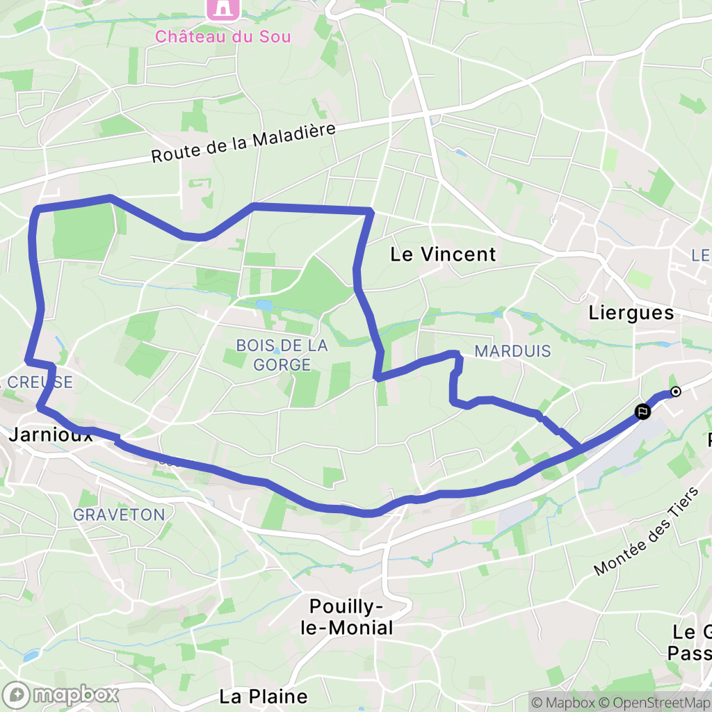 Porte des Pierres Dorées : carte du parcours de randonnée - France