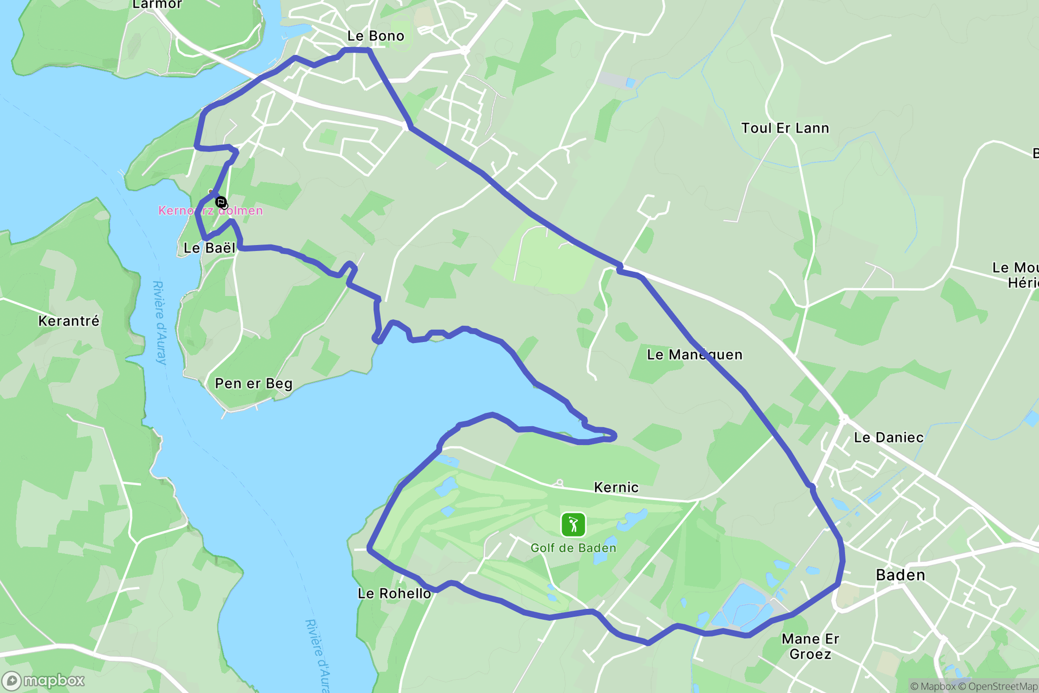 Bono : carte du parcours de randonnée - France