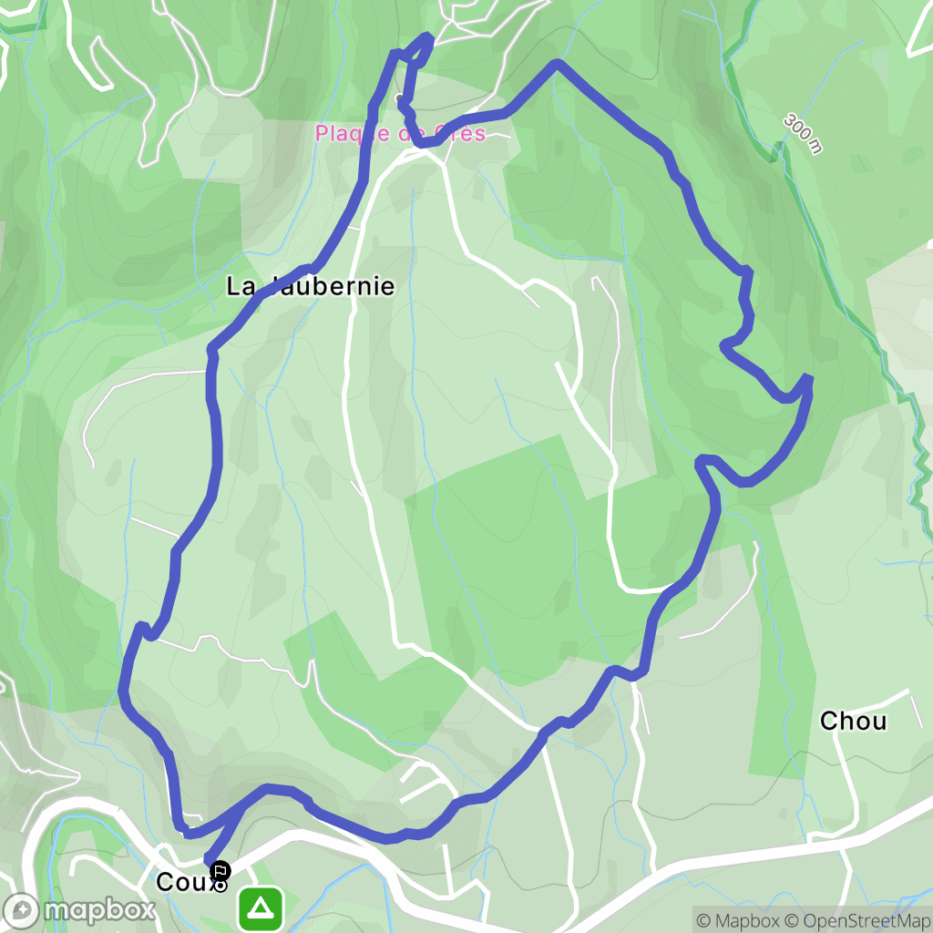 Coux : carte du parcours de randonnée - France