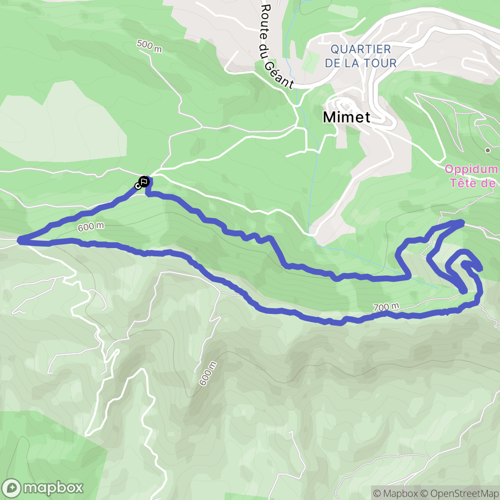 Mimet : carte du parcours de randonnée - France