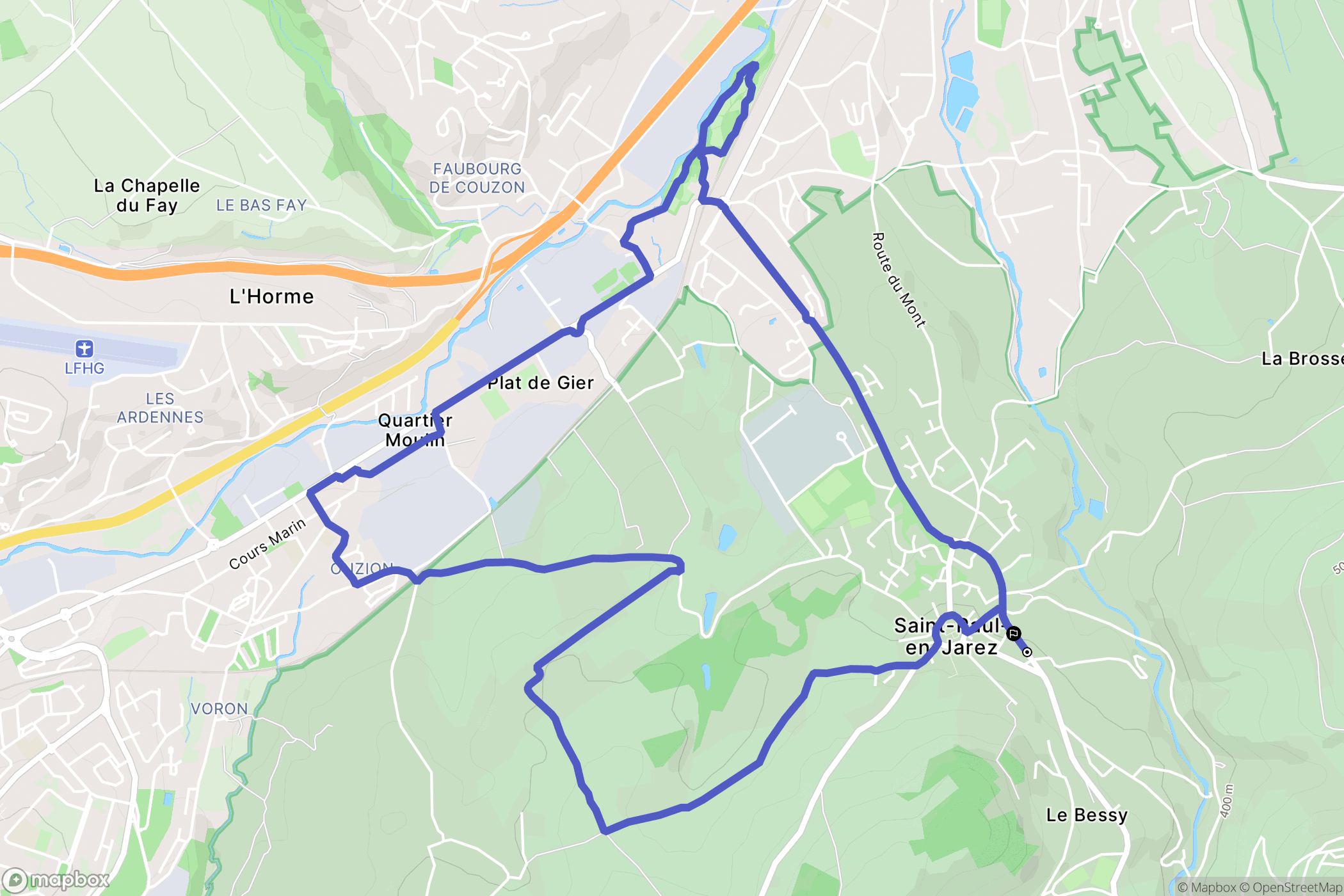 Saint-Paul-en-Jarez : carte du parcours de randonnée - France