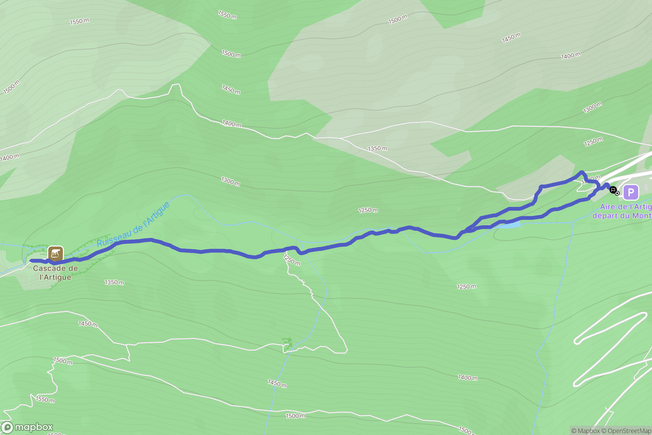 Auzat : carte du parcours de randonnée - France
