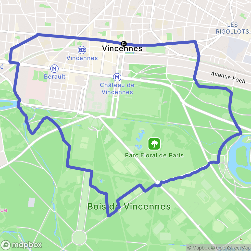 Vincennes : carte du parcours de randonnée - France