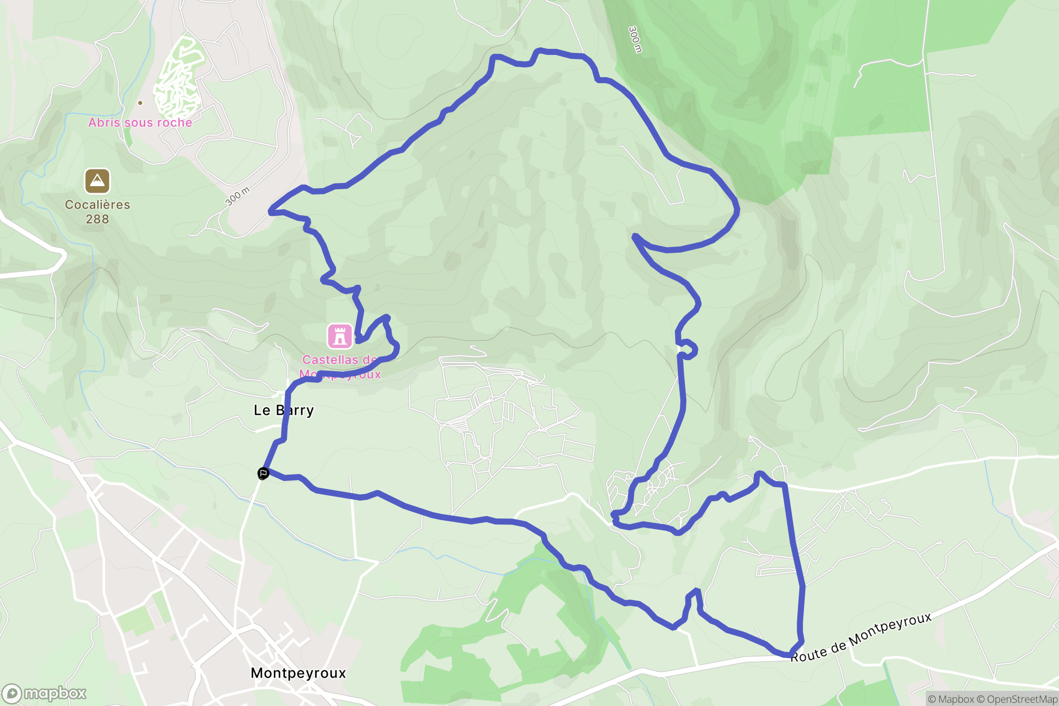 Le Barry, Montpeyroux : carte du parcours de randonnée - France