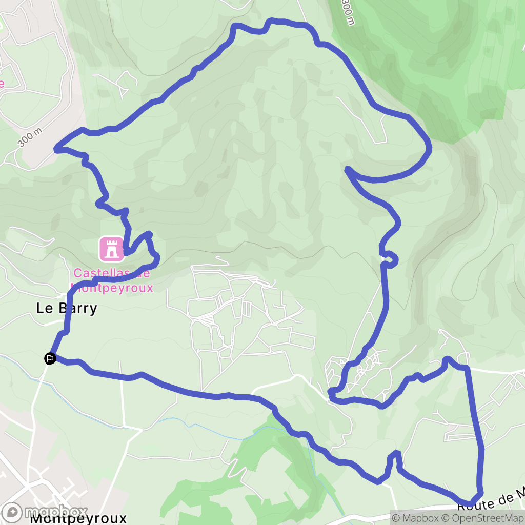 Le Barry, Montpeyroux : carte du parcours de randonnée - France