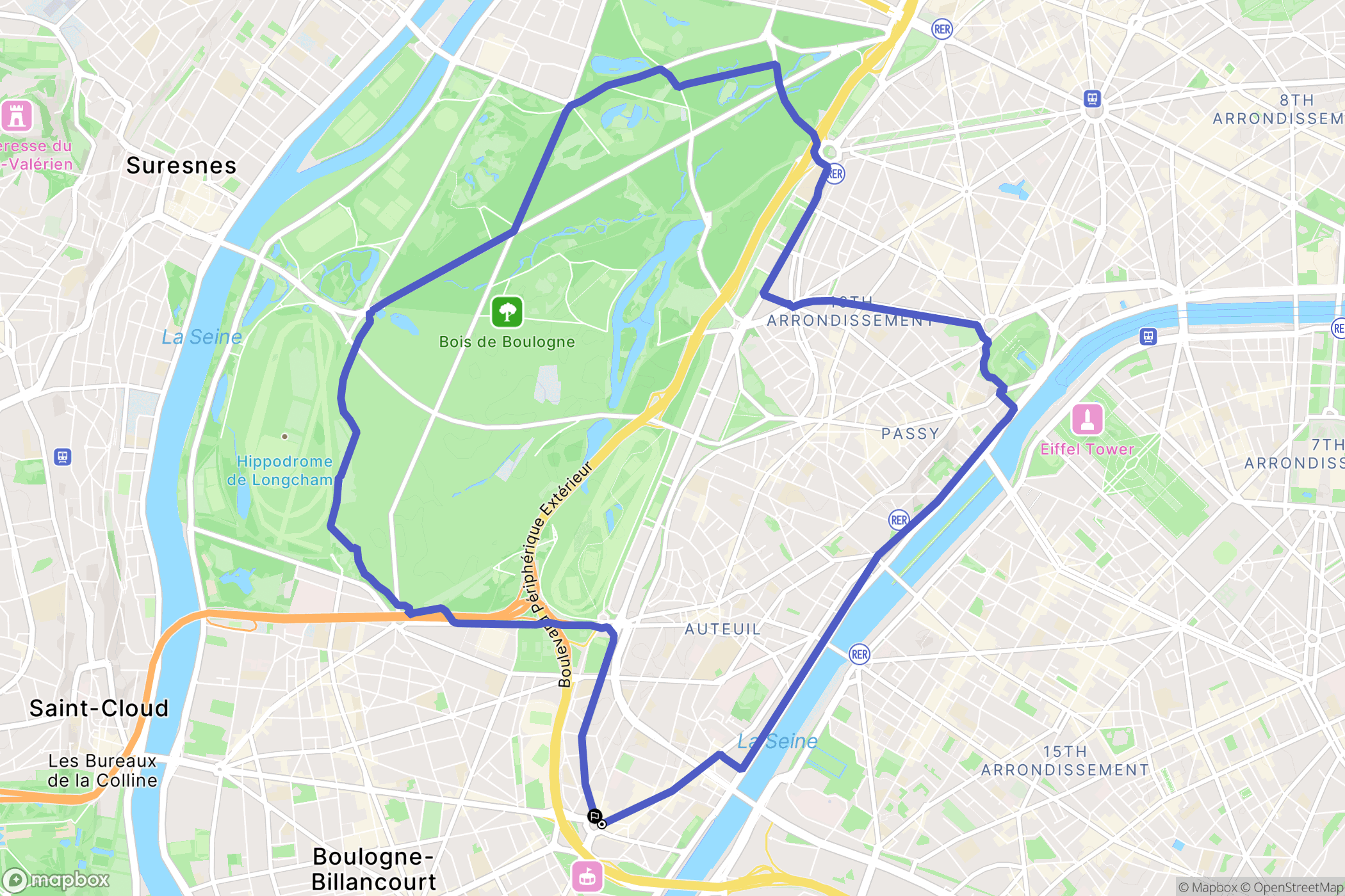 Paris : carte du parcours de randonnée - France