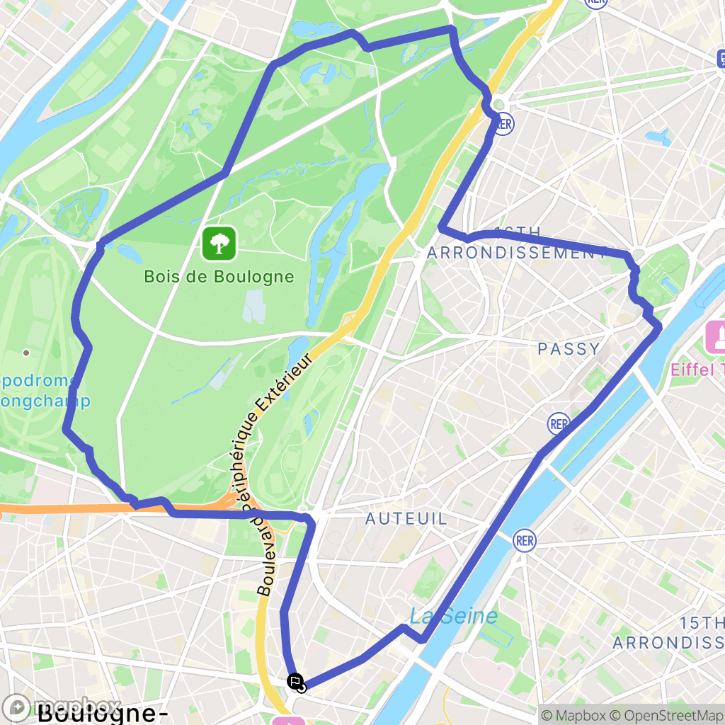 Paris : carte du parcours de randonnée - France