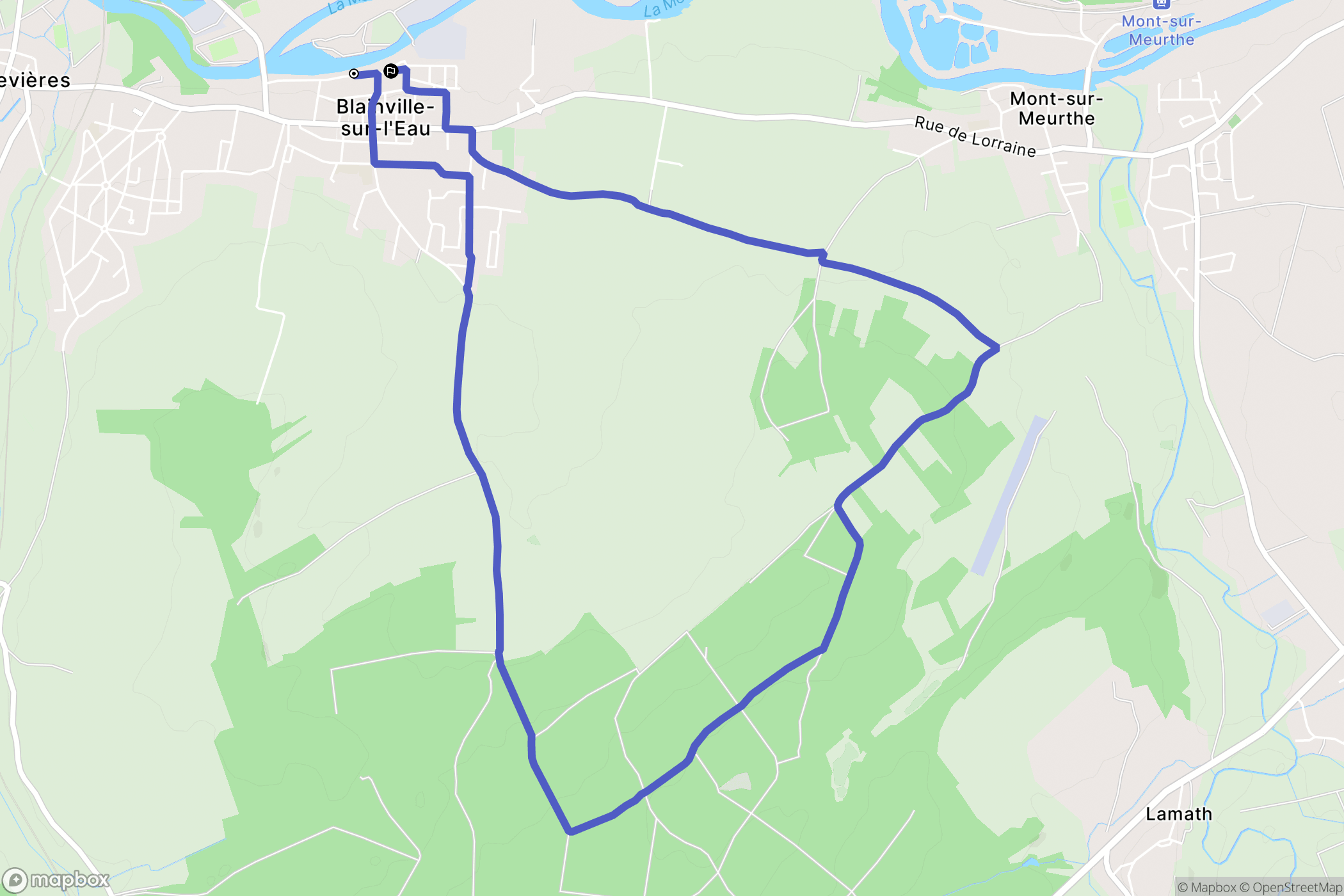 Blainville-sur-l'Eau : carte du parcours de randonnée - France