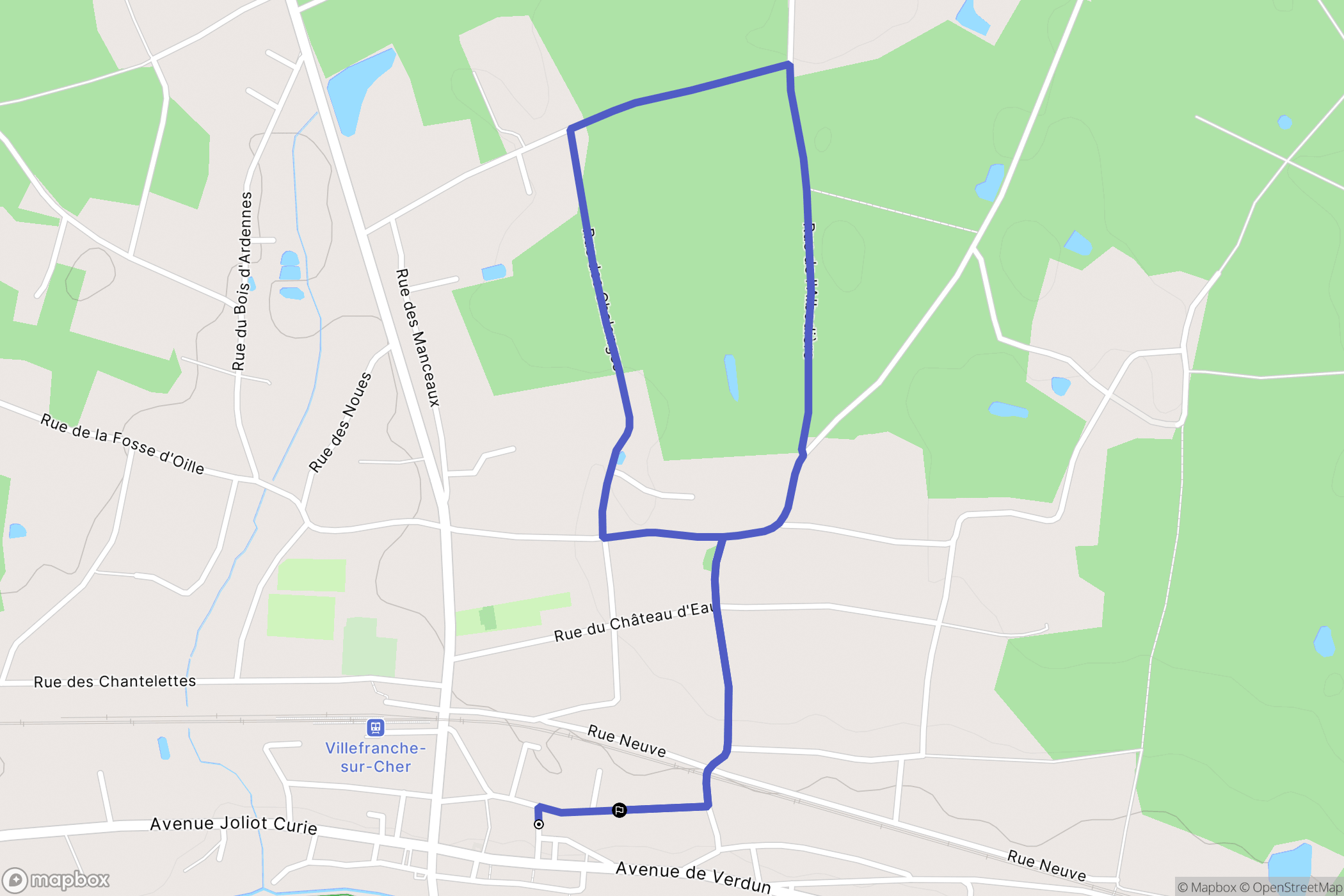 Villefranche-sur-Cher : carte du parcours de randonnée - France