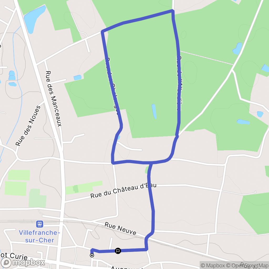Villefranche-sur-Cher : carte du parcours de randonnée - France