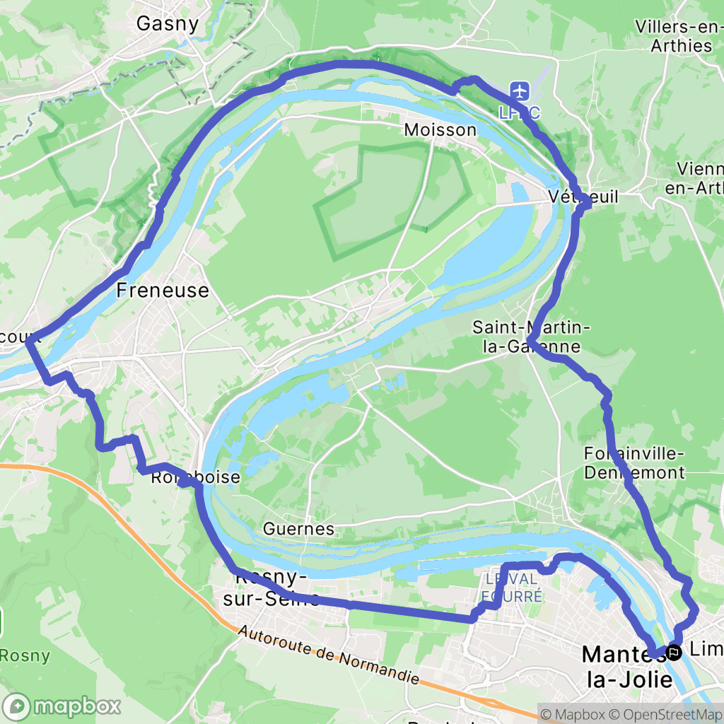 Mantes-la-Jolie : carte du parcours de randonnée - France