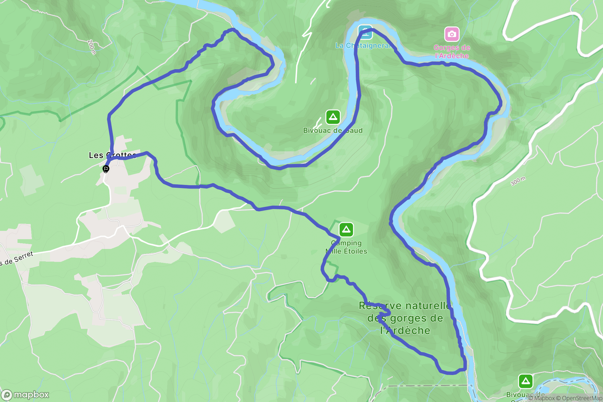Labastide-de-Virac : carte du parcours de randonnée - France