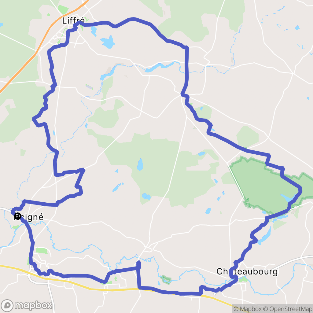 Acigné : carte du parcours de randonnée - France