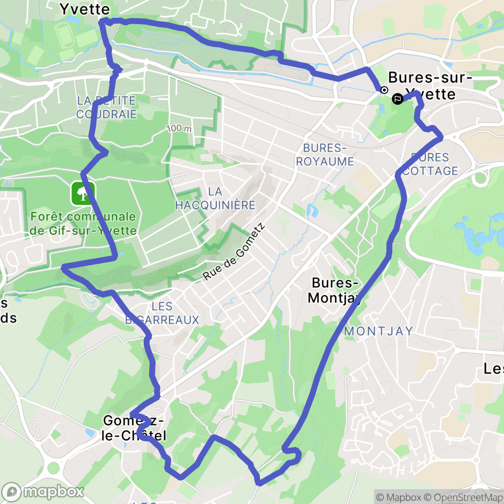 Bures-sur-Yvette : carte du parcours de randonnée - France