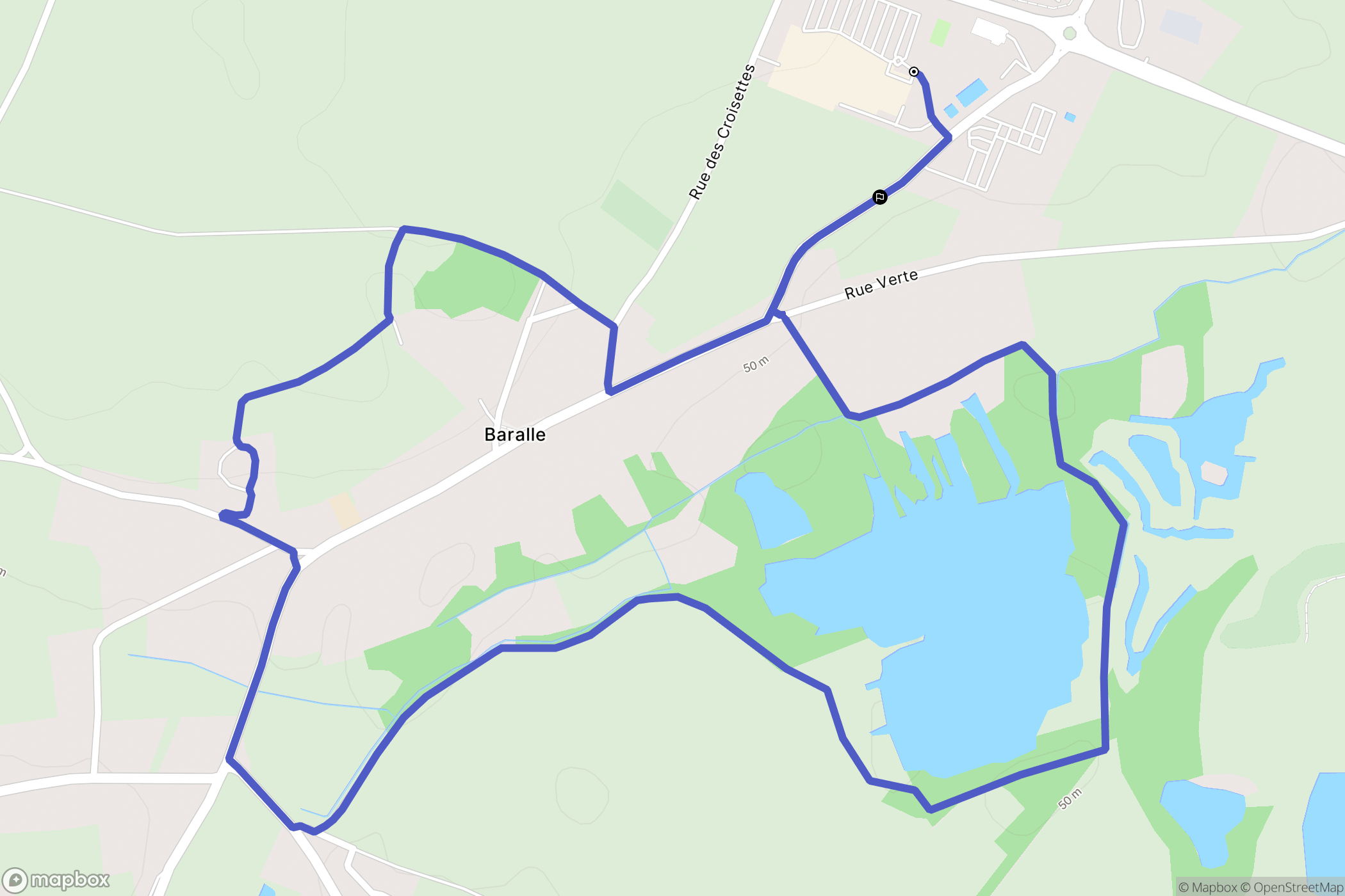 Baralle : carte du parcours de randonnée - France