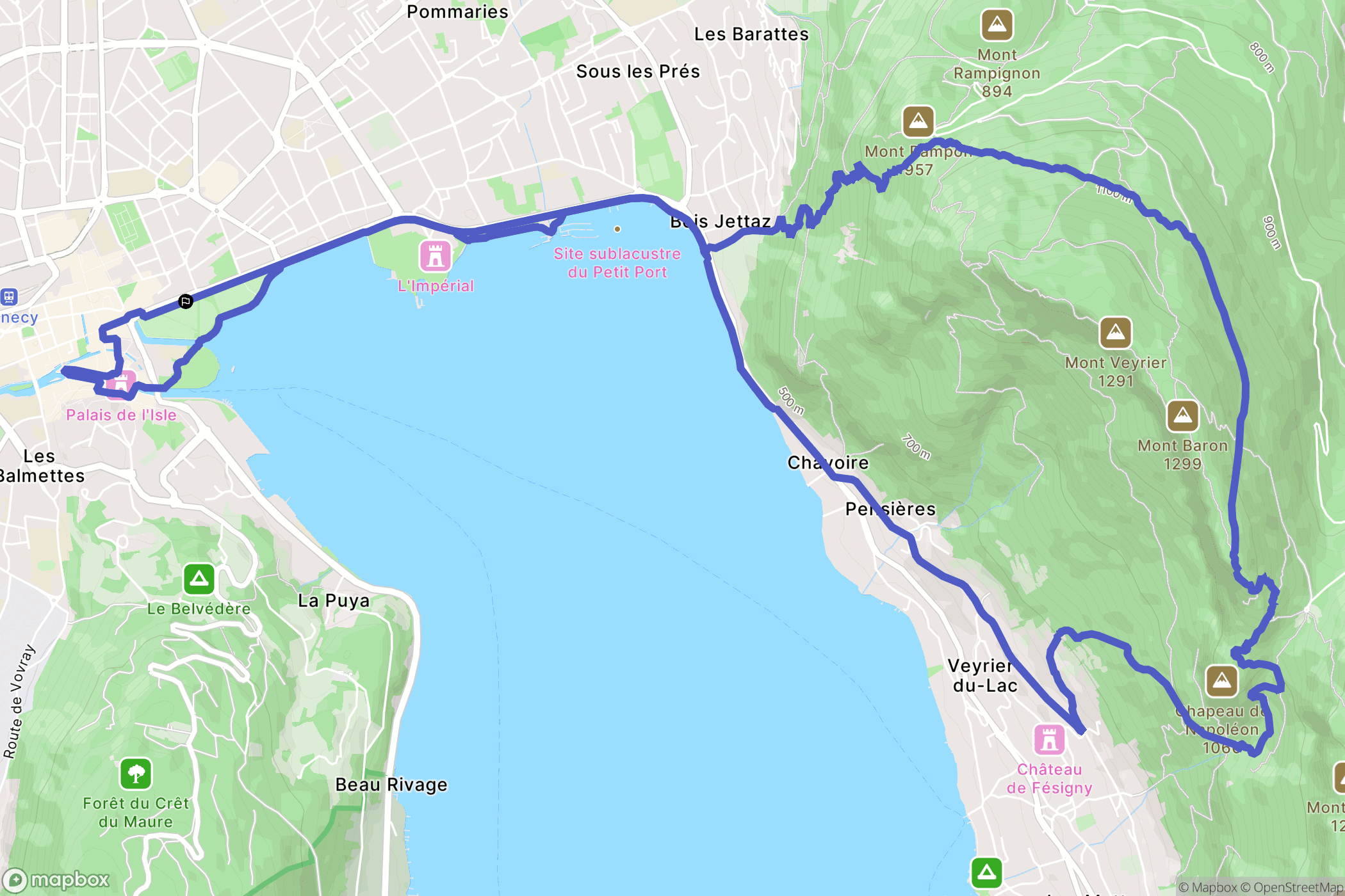 Annecy : carte du parcours de randonnée - France