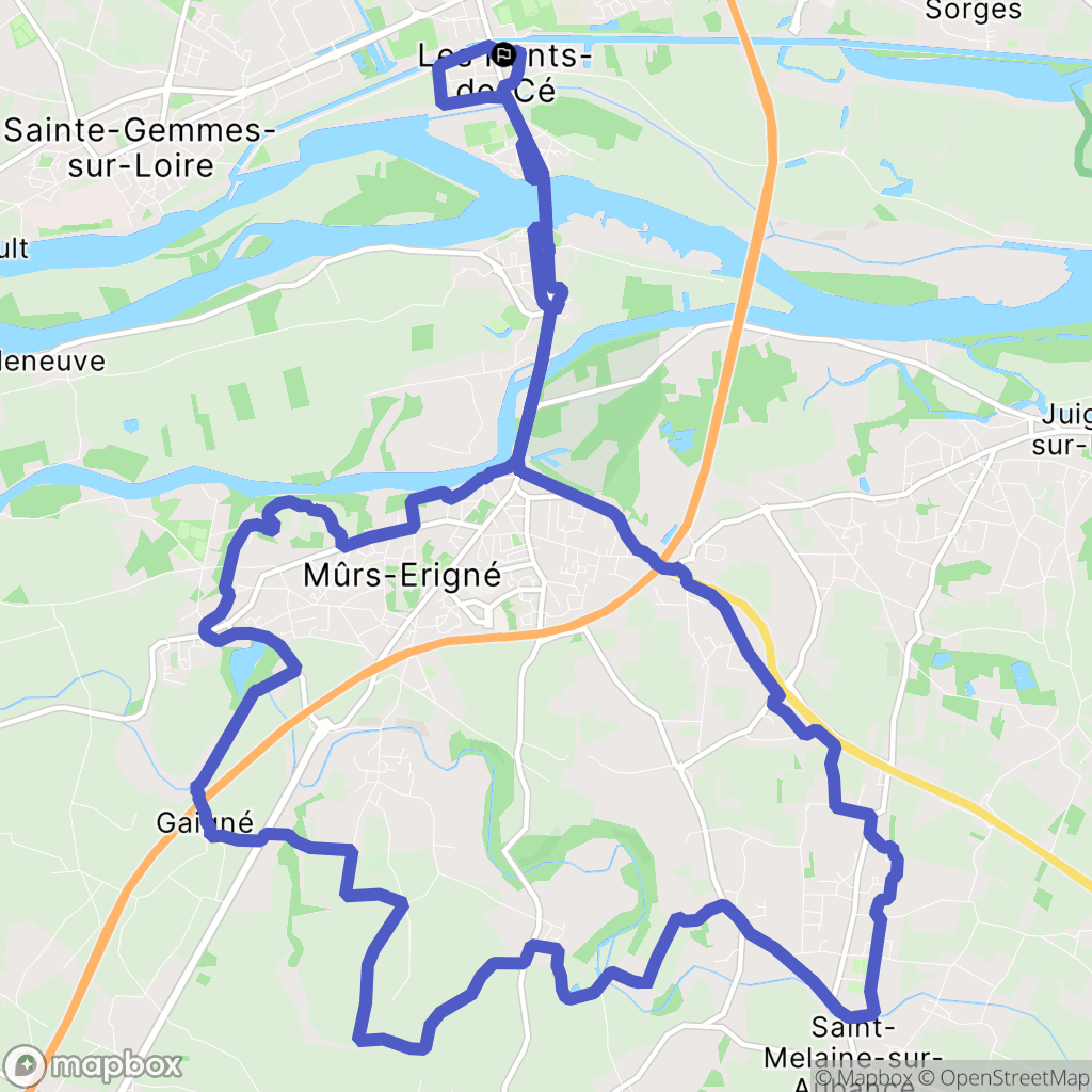 Les Ponts-de-Cé : carte du parcours de randonnée - France