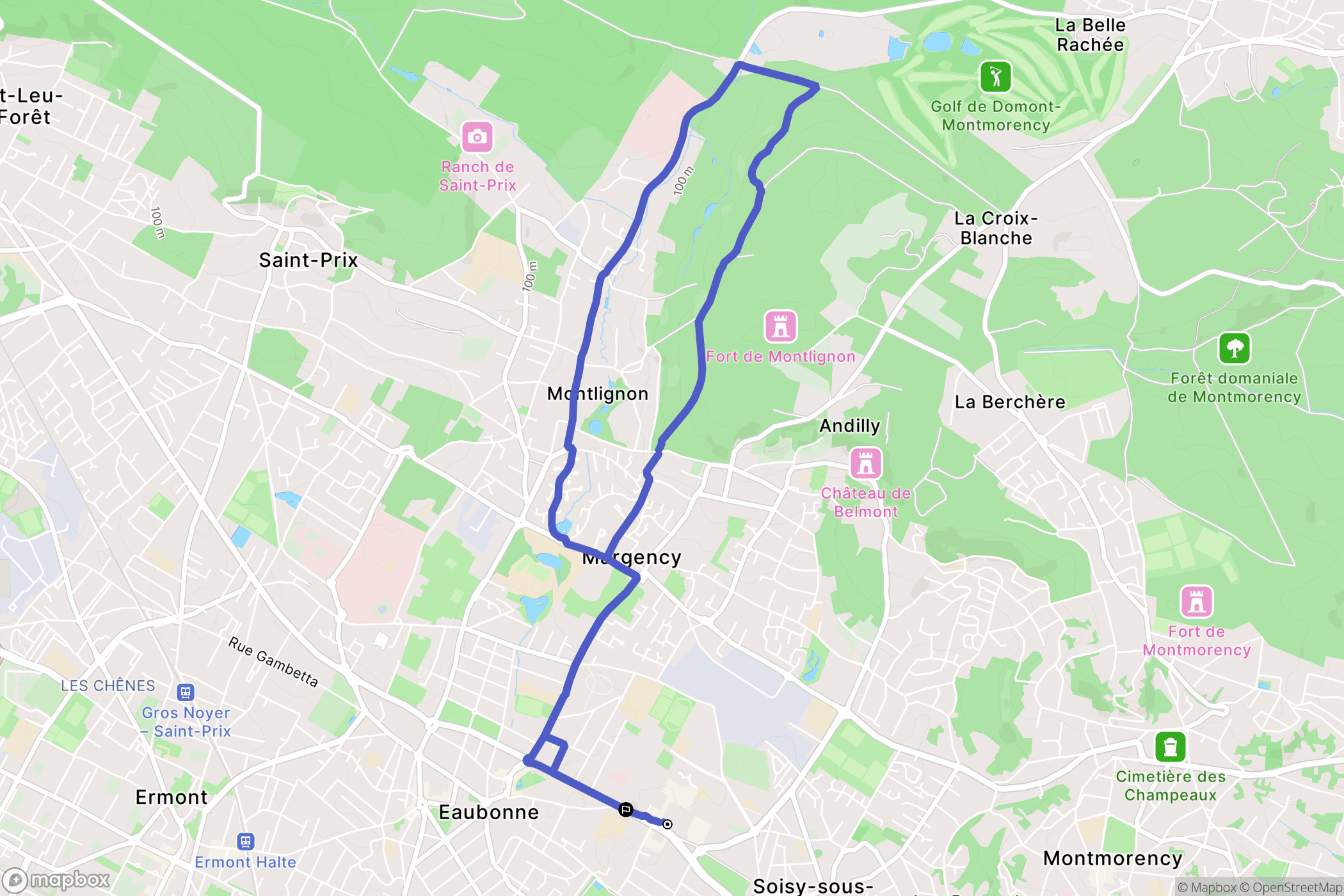 Soisy-sous-Montmorency : carte du parcours de randonnée - France