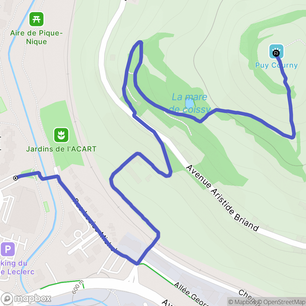 Aurillac : carte du parcours de randonnée - France