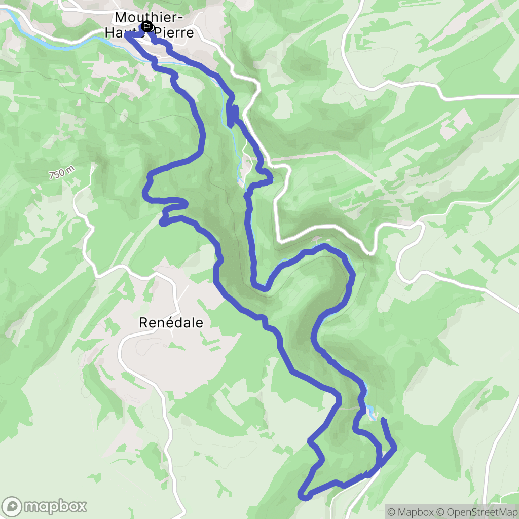 Mouthier-Haute-Pierre : carte du parcours de randonnée - France