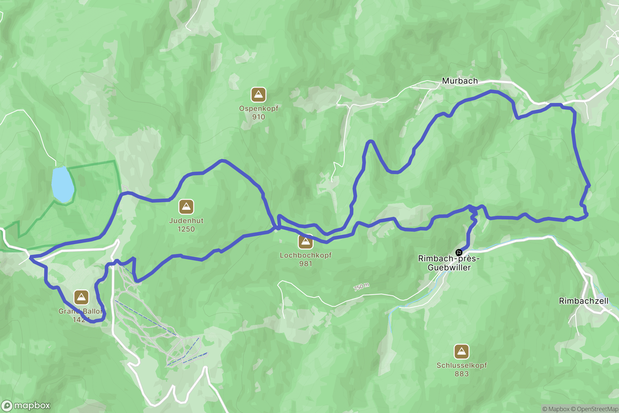 Rimbach-prés-Guebwiller : carte du parcours de randonnée - France