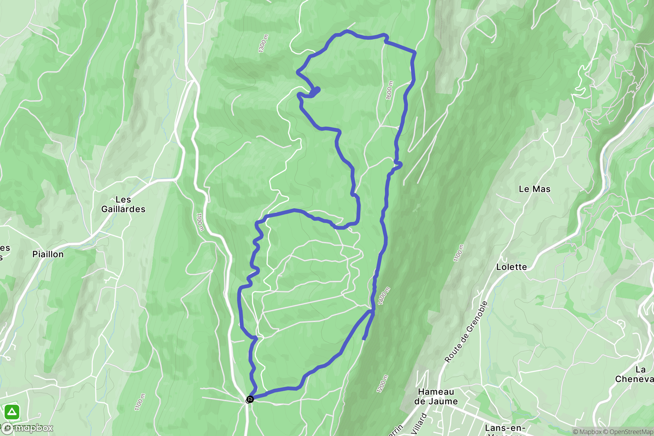 Les Griats : carte du parcours de randonnée - France