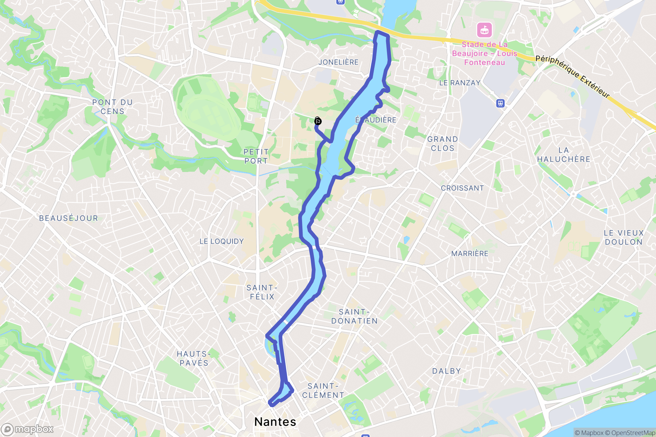 Nantes : carte du parcours de randonnée - France