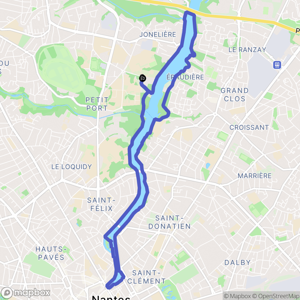 Nantes : carte du parcours de randonnée - France