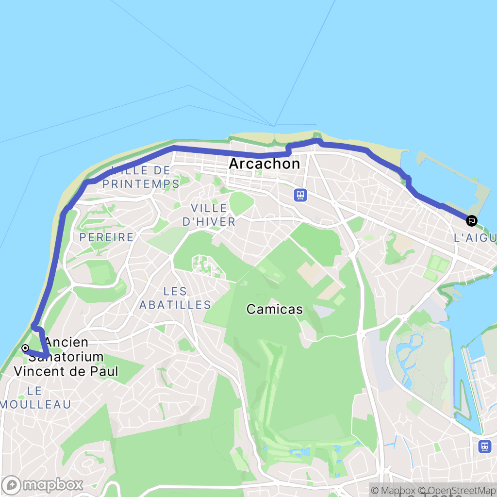 Arcachon : carte du parcours de randonnée - France