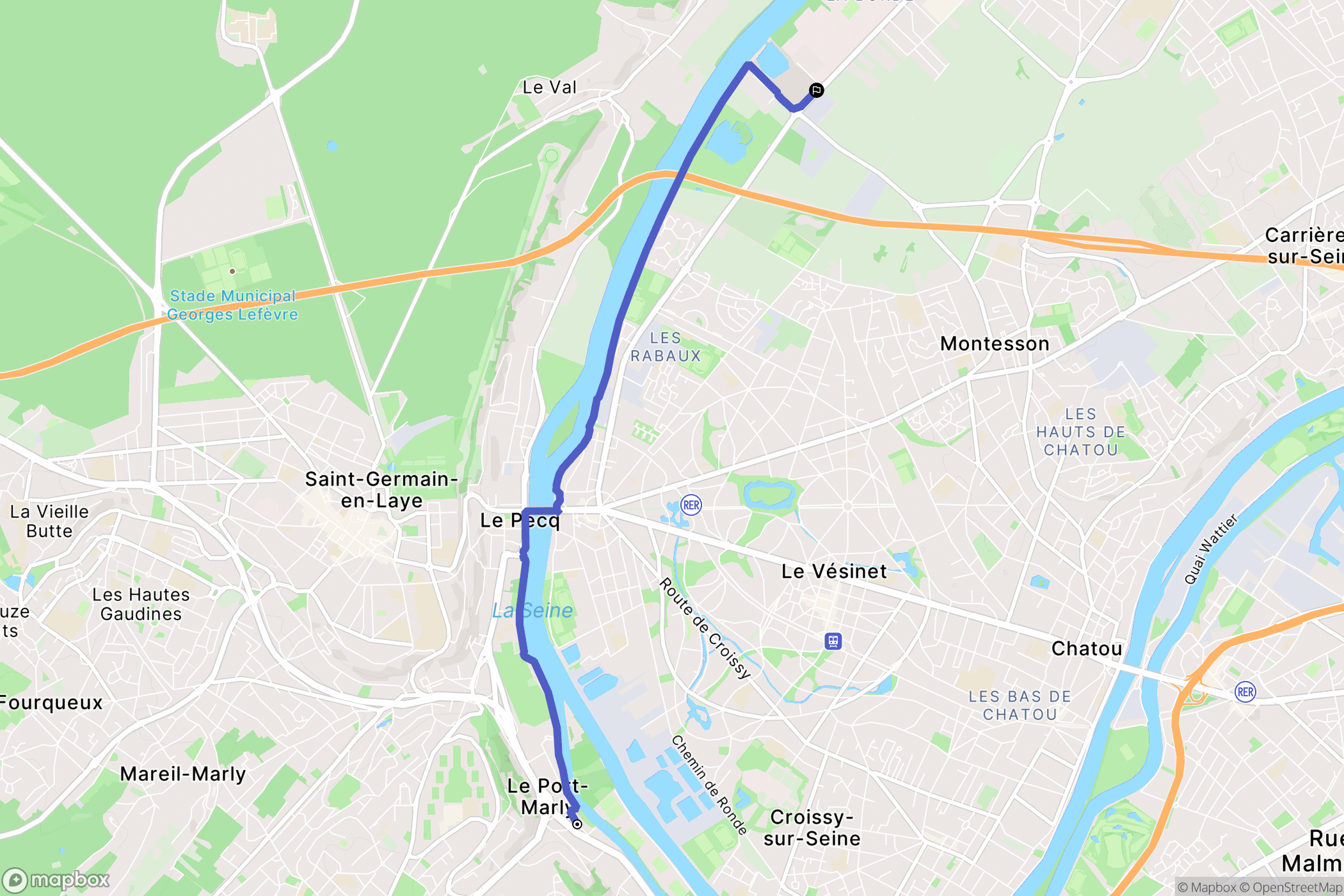 Le Port-Marly : carte du parcours de randonnée - France