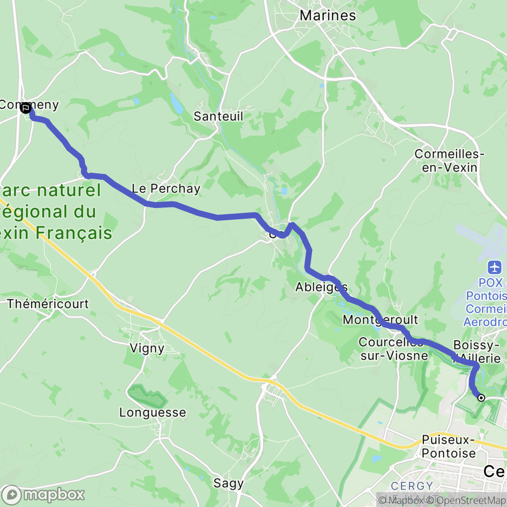 Boissy-l'Aillerie : carte du parcours de randonnée - France