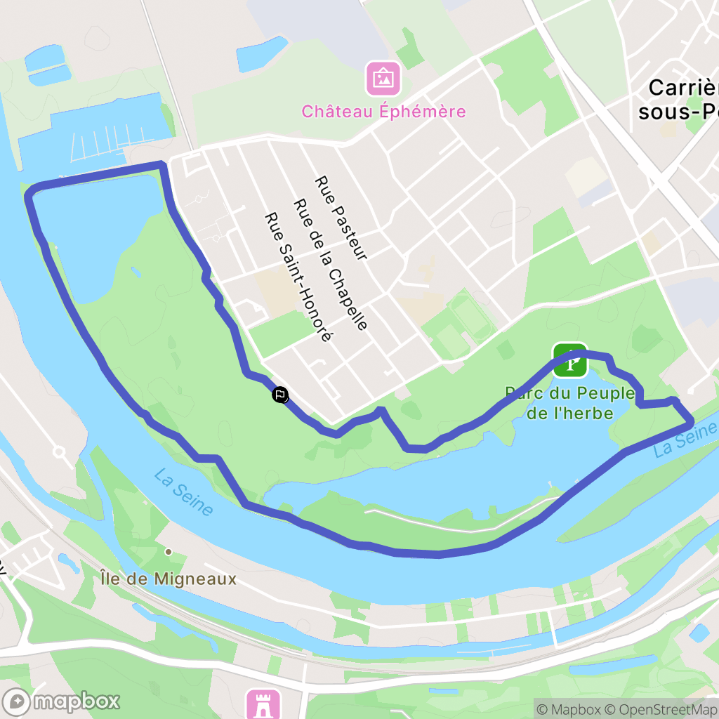 Carrières-sous-Poissy : carte du parcours de randonnée - France