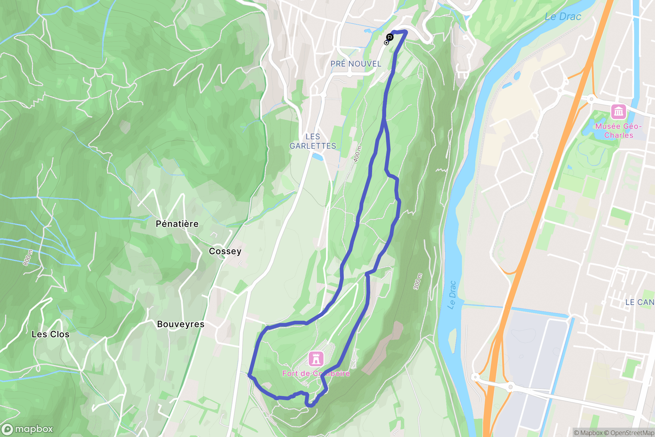 Seyssins : carte du parcours de randonnée - France