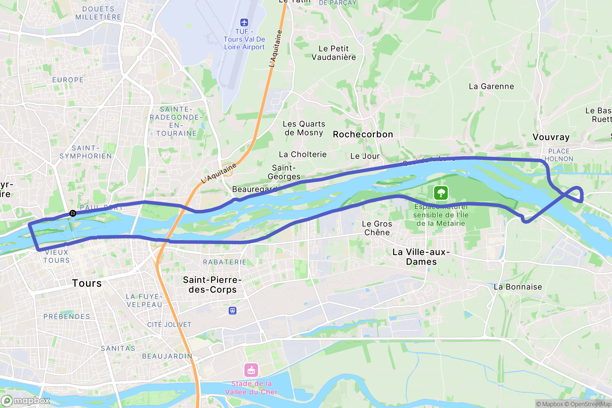 Tours : carte du parcours de randonnée - France
