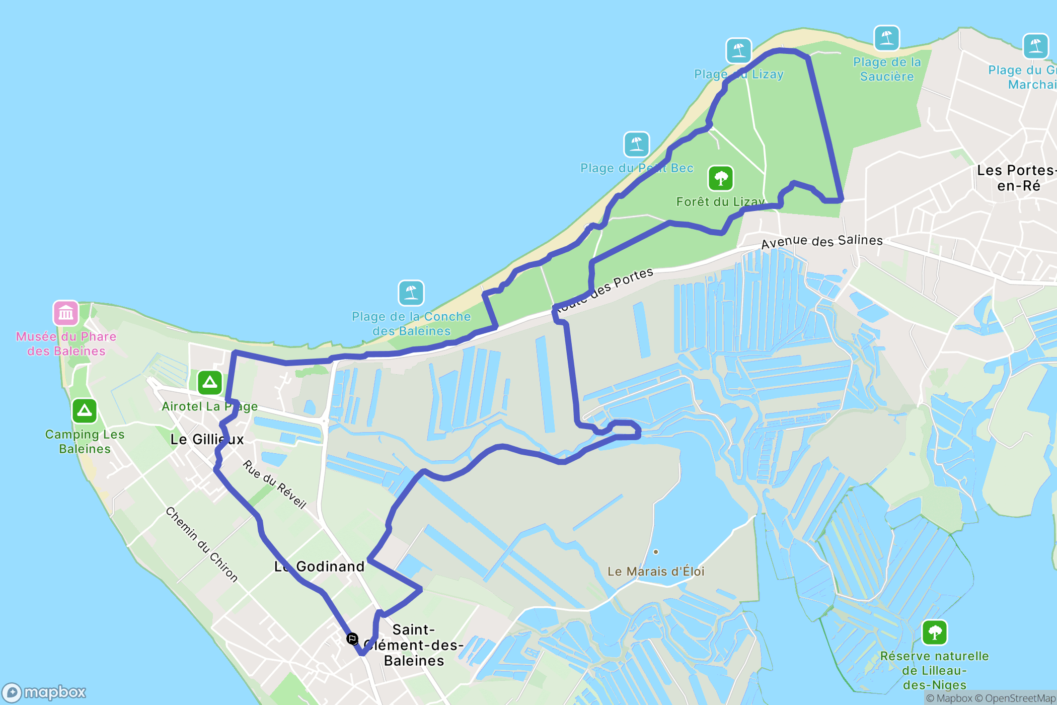 Saint-Clément-des-Baleines : carte du parcours de randonnée - France