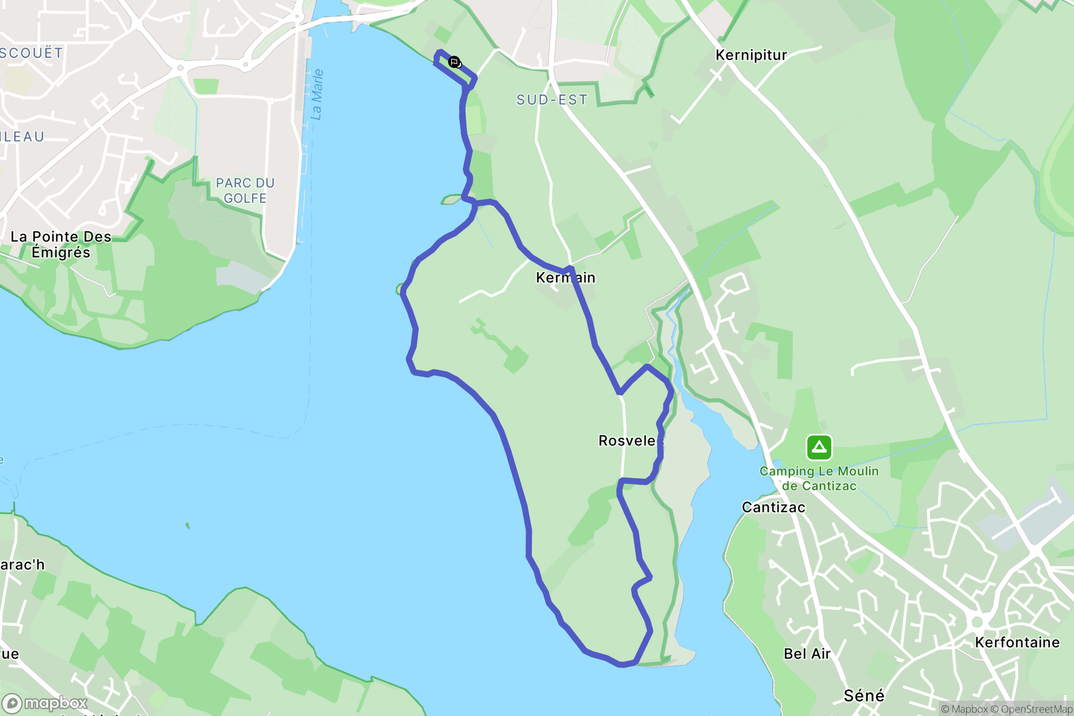 Vannes : carte du parcours de randonnée - France