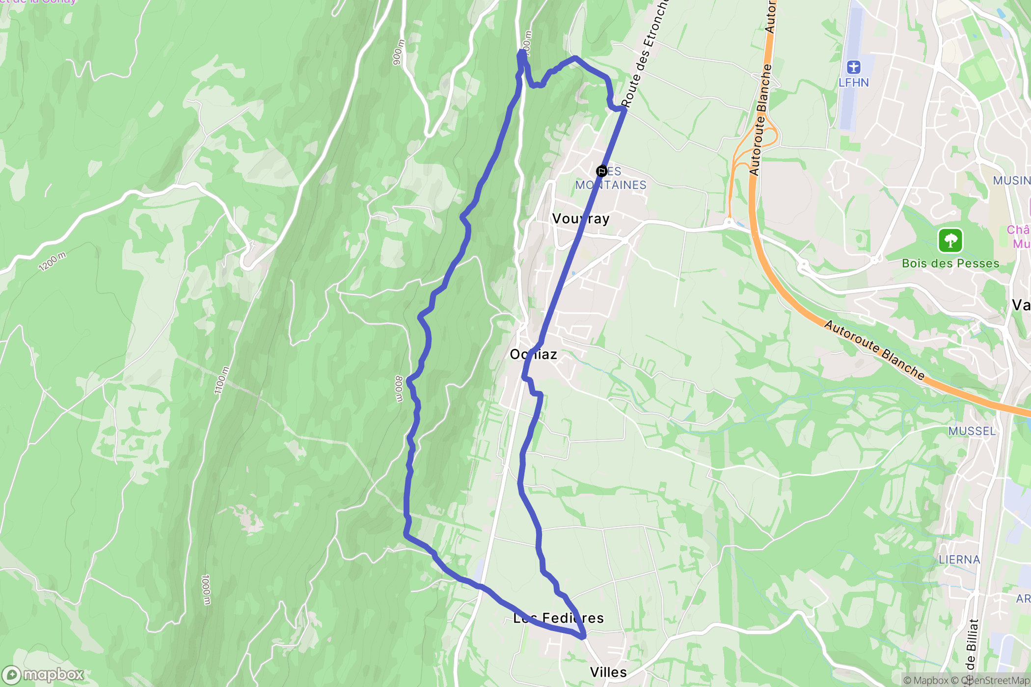Valserhône : carte du parcours de randonnée - France