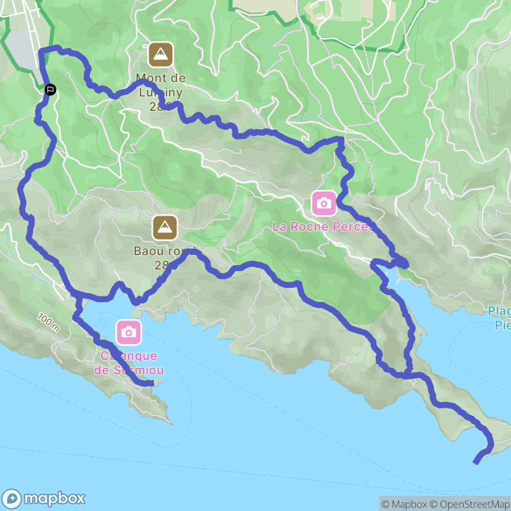 Marseille : carte du parcours de randonnée - France
