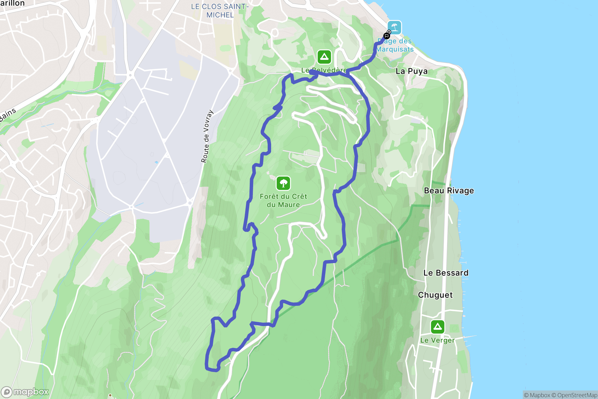Annecy : carte du parcours de randonnée - France